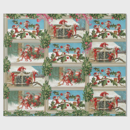 PAPEL DE PRESENTE ELVES DE NATAL VERMELHO FUNNADO,HOLLYBERRIES,MISTL