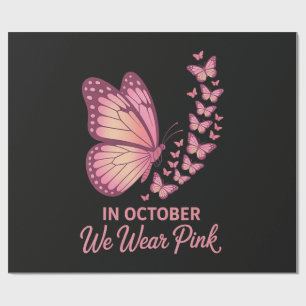 Papel De Presente Em Outubro Borboleta Rosa Peito