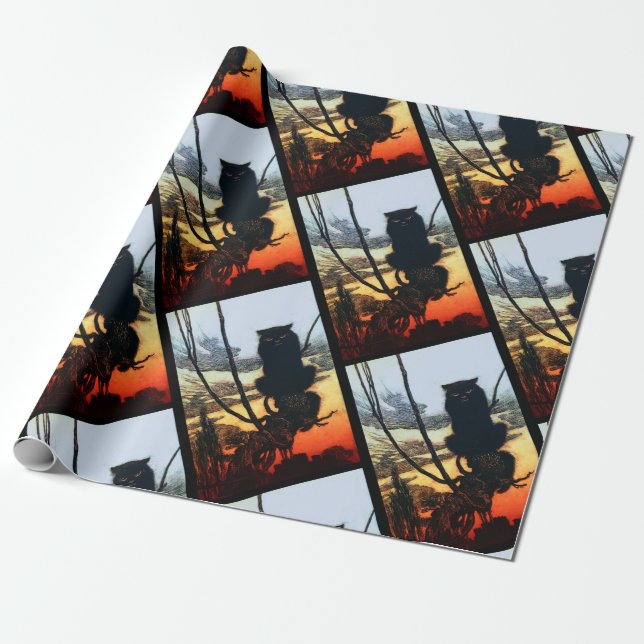 Papel De Presente Em um papel de envolvimento do gato (Desenrolado)