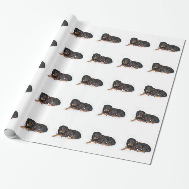 Papel De Presente Emaranhado do Natal de Rottweiler (Desenrolado)