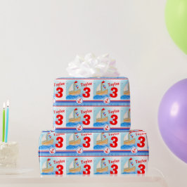 Papel De Presente Embalagem de aniversário de barco a vela pintado