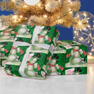 Papel De Presente Embalagem de Feriado de Neve do Retro Vintage