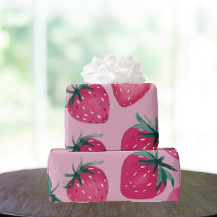 Papel De Presente Embalagem de morango de Impressão grande cor-de-ro