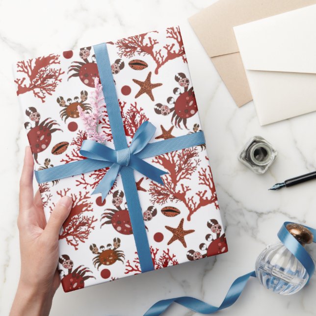 Papel De Presente Embalagem para festas de caranguejos de praia (Presentear)