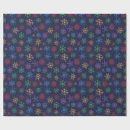 Papel De Presente Embalagem Preta com Flocos de Neve Coloridos de Na
