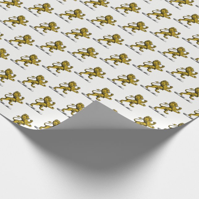 Papel De Presente Emblema de Crista com Leão Heráldico em Pé C (Ponta)