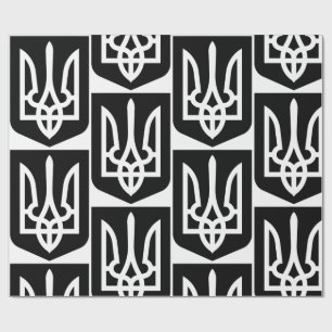 Papel De Presente Emblema Gráfico Contemporâneo Tryzub da Ucrânia