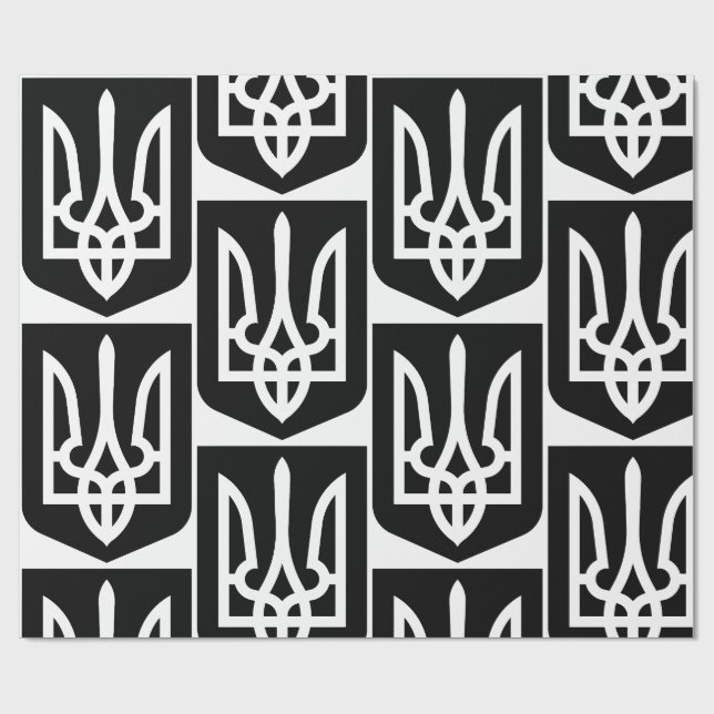 Papel De Presente Emblema Gráfico Contemporâneo Tryzub da Ucrânia (Aberto)