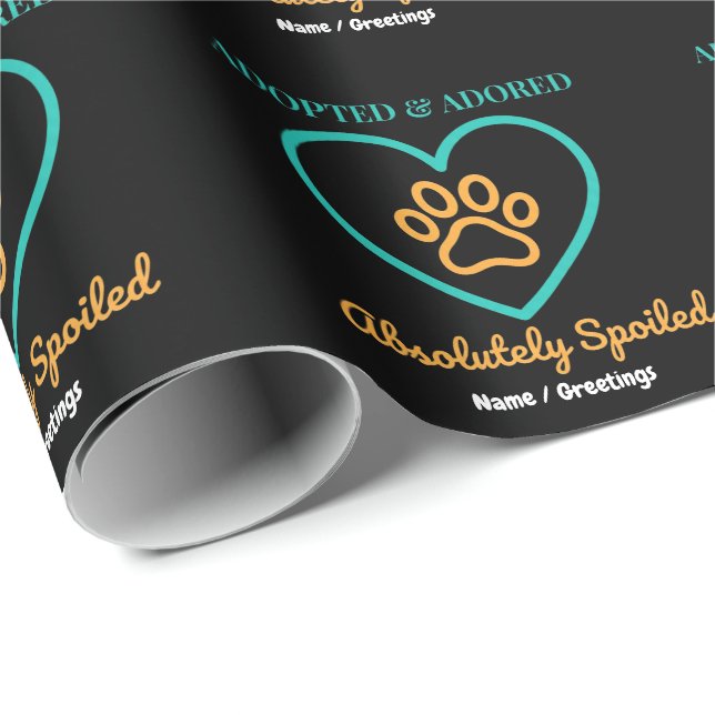 Papel De Presente Emblema Oficial de Pet Resgatado Adotado Amado e M (Ponta do rolo)