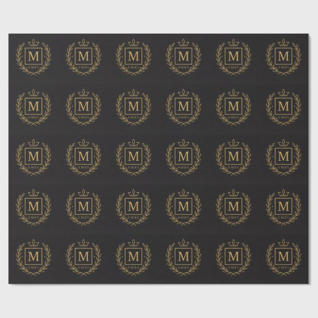 Papel De Presente "Emblema Real NMKY – Design de Brasão com Monogram (Aberto)