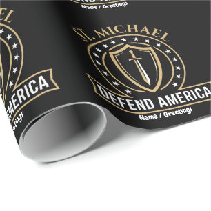 Papel De Presente Emblema Tático Escudo Defenda a América São Miguel