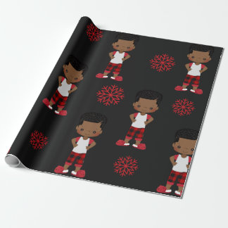 Papel De Presente Embraiamento de presente de Natal do African Ameri