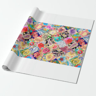 Papel De Presente Embroidery seamless pattern with beautiful flowers