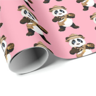 Papel De Presente Embrulhando Urso de Papel-Panda