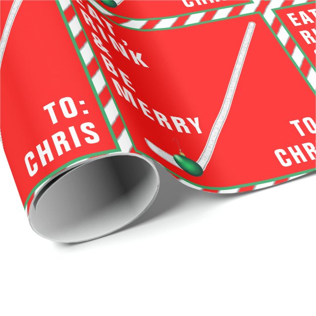 Papel De Presente Embrulho de presente de Natal personalizado de hóq (Ponta do rolo)