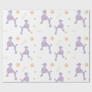 Papel De Presente Embrulho de presente Silhueta de Poodle Lavanda Mí
