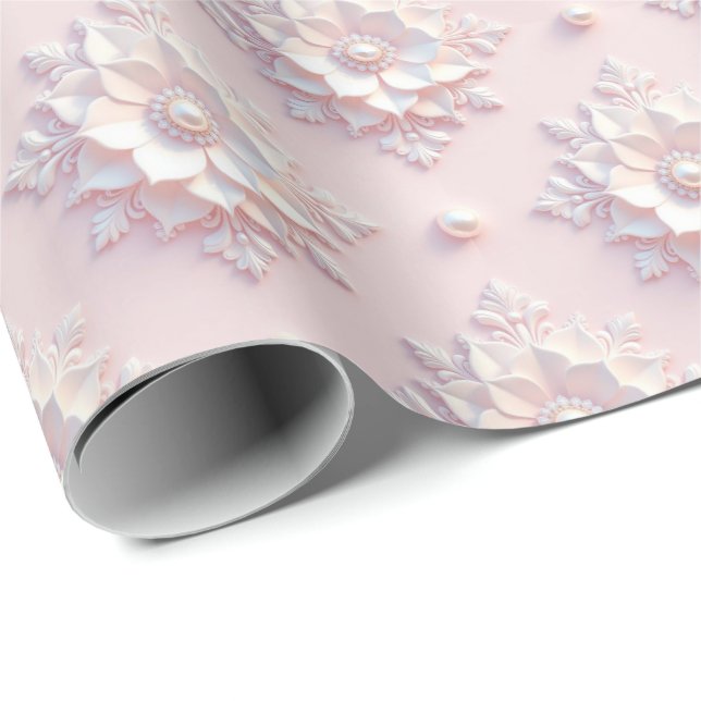 Papel De Presente Embrulho Floral de Casamento com Estilo '3D' Moder (Ponta do rolo)
