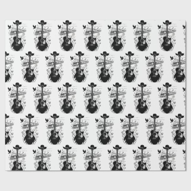 Papel De Presente Embrulho Rockabilly, Presente Tema Johnny Cash (Aberto)