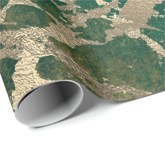 Papel De Presente Emerald Cali Dourado Marble Brilhante VIP Metálico (Ponta do rolo)