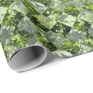 Papel De Presente Emerald Elegance: Folhas Verdes em Diamond Cut,