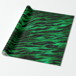 Papel De Presente Emerald Green e Black Glam Animal Print