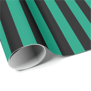 Papel De Presente Emerald Green e Black Stripe