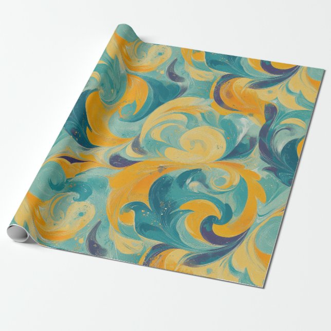Papel De Presente Emerald Green e Dourada Abstrato inspirada em Pais (Desenrolado)