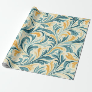 Papel De Presente Emerald Green e Dourada Paisley Leaf Pattern