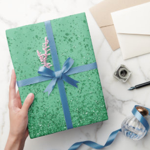 Papel De Presente Emerald Green Faux Glitter