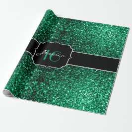 Papel De Presente Emerald Green faux glitter sparkles Sweet 16