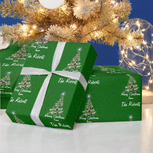 Papel De Presente Emerald Merry Christmas Family Photo Add your
