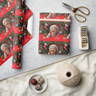 Papel De Presente Emerald Simple Cute Santa Menina