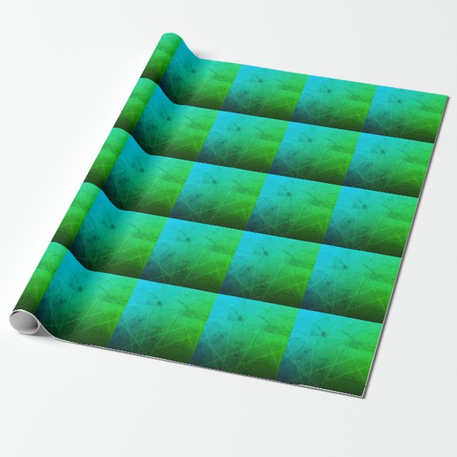 Papel De Presente Emerald Waves: Verde e Azul Únicos (Desenrolado)