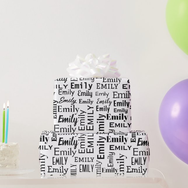 Papel De Presente Emily Name On White (Presentes para festas)
