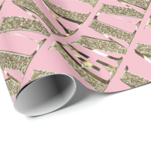Papel De Presente Emma Elegant Ouro Glitter Look Typoographic Name