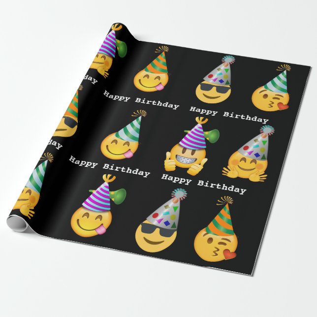 Papel De Presente Emoji Birthday (Desenrolado)