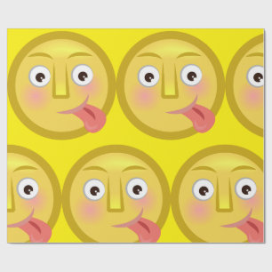 Papel De Presente Emoji Cara Engraçada Com Língua Para Fora
