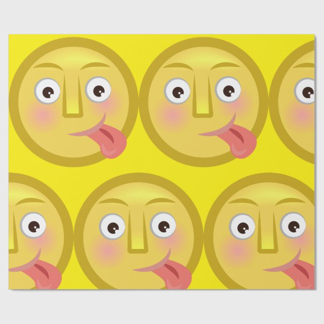 Papel De Presente Emoji Cara Engraçada Com Língua Para Fora (Aberto)