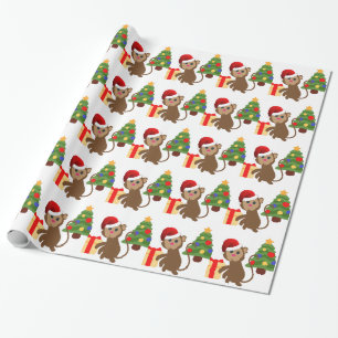 Papel De Presente emoji do macaco de Papai Noel