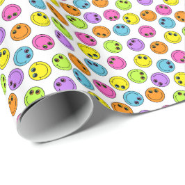 Papel De Presente Emoji Faces Coloridas