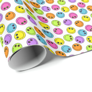 Papel De Presente Emoji Faces Coloridas