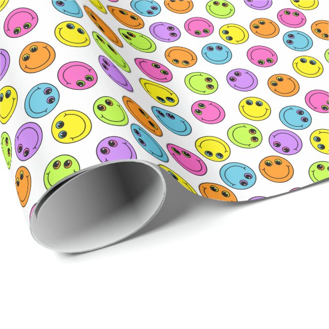 Papel De Presente Emoji Faces Coloridas (Ponta do rolo)