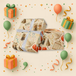 Papel De Presente Empowered Red Heart Collage Holiday