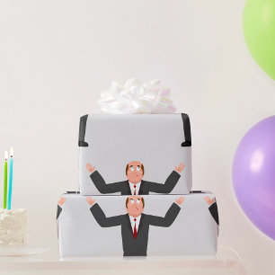 Papel De Presente Empresário Careca Engraçado Fazendo um Sinal de De