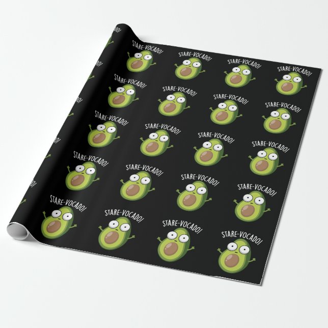 Papel De Presente Encantado Encantado Avocado Pun Dark BG (Desenrolado)