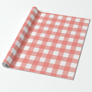 Papel De Presente Encantador Design Xadrez Vermelho e Branco