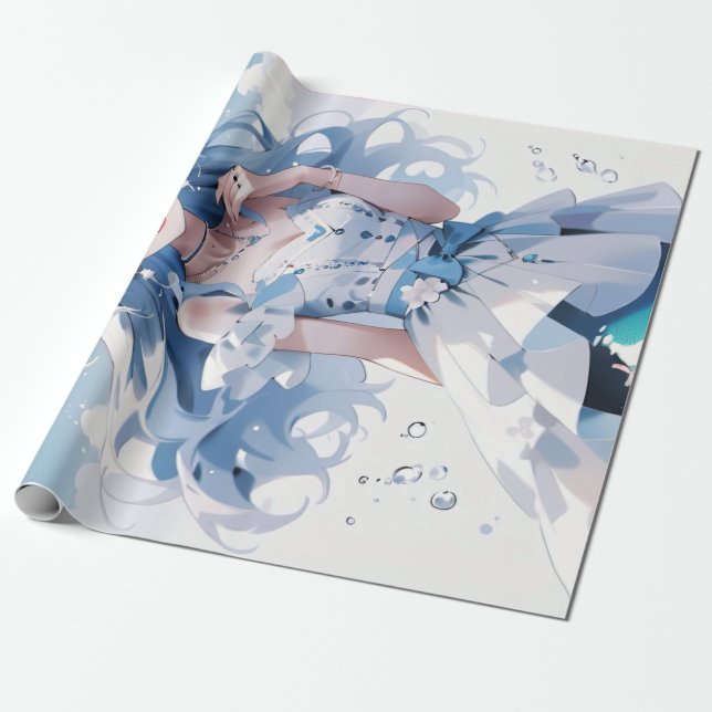 Papel De Presente Encantando a Sereia, Design de Aniversário para Me (Desenrolado)