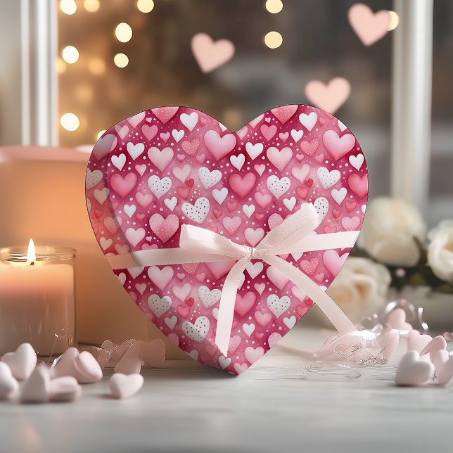 Papel De Presente Encantando Corações de Aquarela | Padrão do Bolinh (Enchanting Watercolor Hearts and Polka Dots Pattern Wrapping Paper)