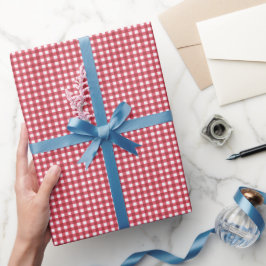 Papel De Presente Encanto de Xadrez Vermelho