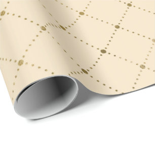 Papel De Presente Encanto Dourado cremoso da geometria da grade dos